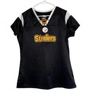 NFL Women's Pittsburgh Steelers Black and Yellow Lace-Up Jersey